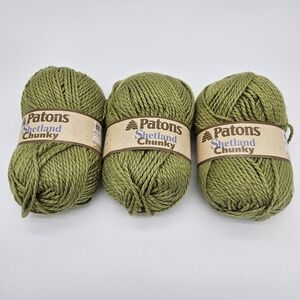 Parons Shetland Chunky Yarn Lot Of 3 Skeins - Leaf Green Matching Dye Lots...